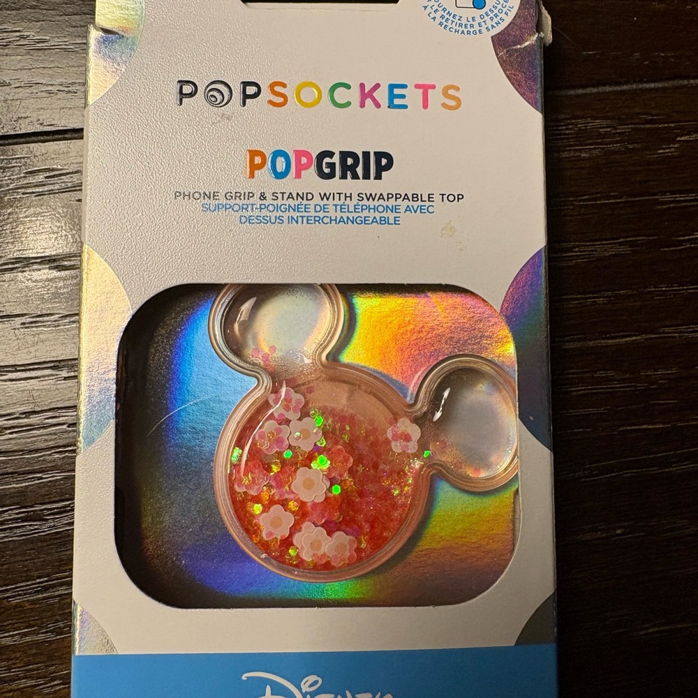 PopSocket PopGrip with Disney Design - Pink Glitter